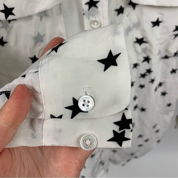 Equipment Signature Celebrity Star Print 100% Silk Button Down Shirt XXS - Picture 8 of 14